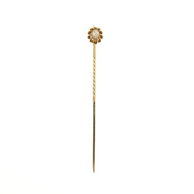 Image 1 of Gold lapel pin, tie pin with rose-cut diamond | Approx. 0.10 ct.