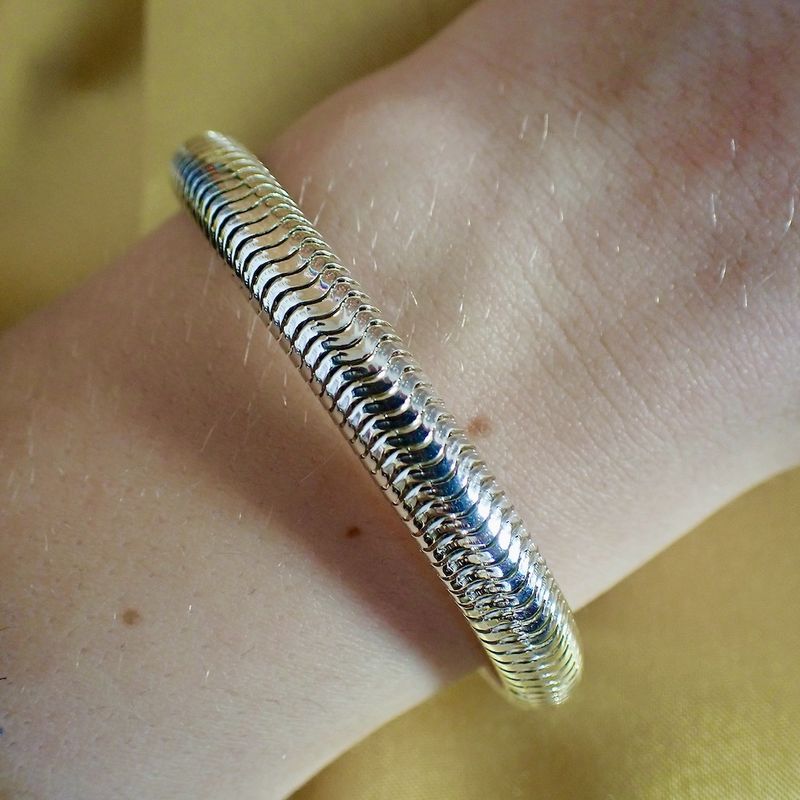 Image 5 of Silver wide snake link bracelet | 18 cm