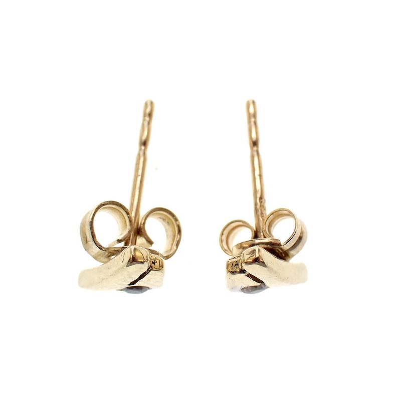 Image 3 of Bicolor gold stud earrings with zirconia