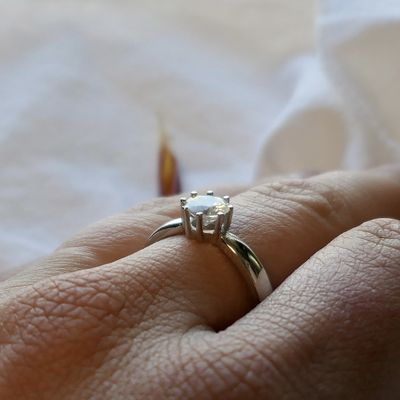 Image 2 of White gold solitaire ring with white sapphire