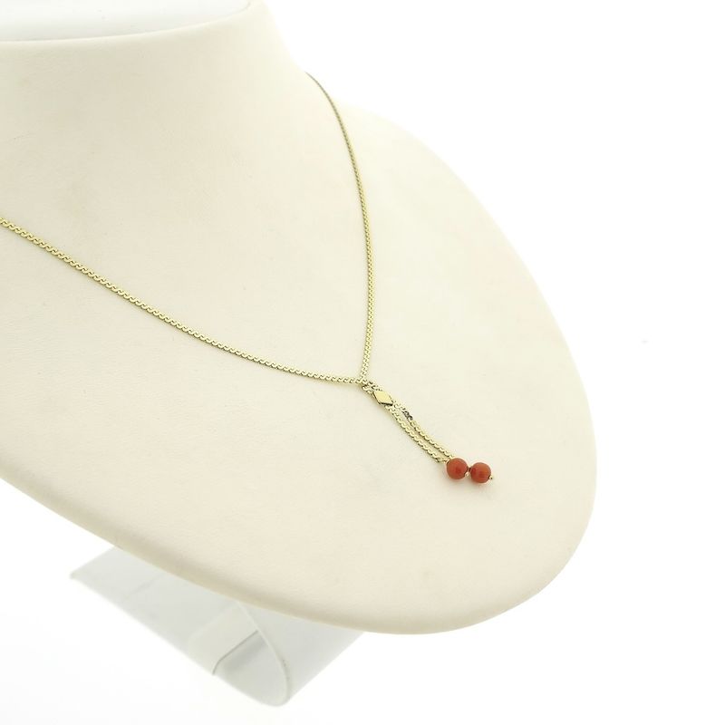 Image 3 of Gold S-link necklace with blood coral