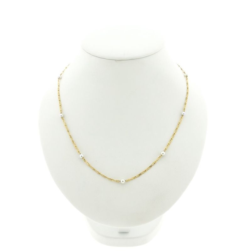 Image 1 of 18 carat vintage gold necklace with pearls.