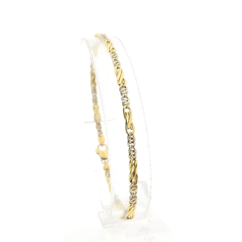 Image 1 of Two-tone gold navy link bracelet with diamonds