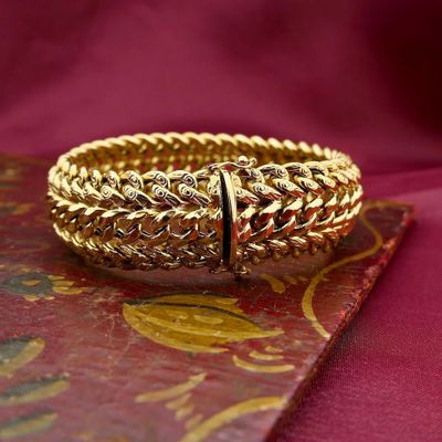 Image 2 of Gold wide fantasy link bracelet