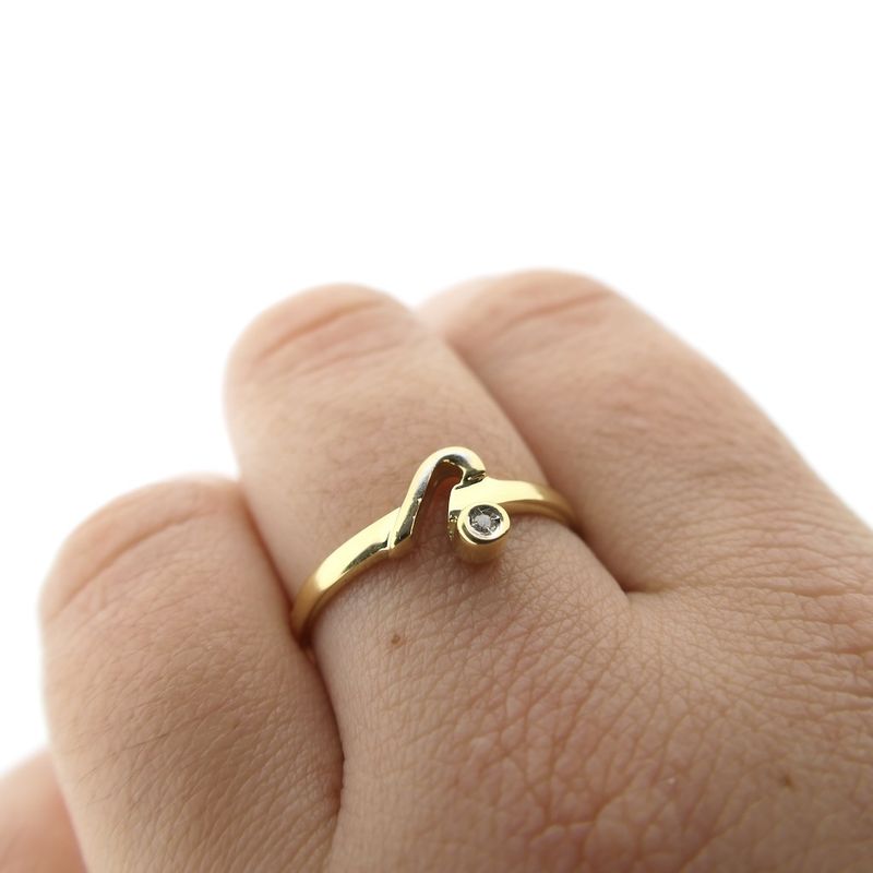 Image 6 of Gold solitaire ring with diamond; 0.005 ct.