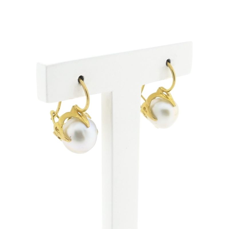 Image 3 of Gold earrings with artificial pearls | Vintage