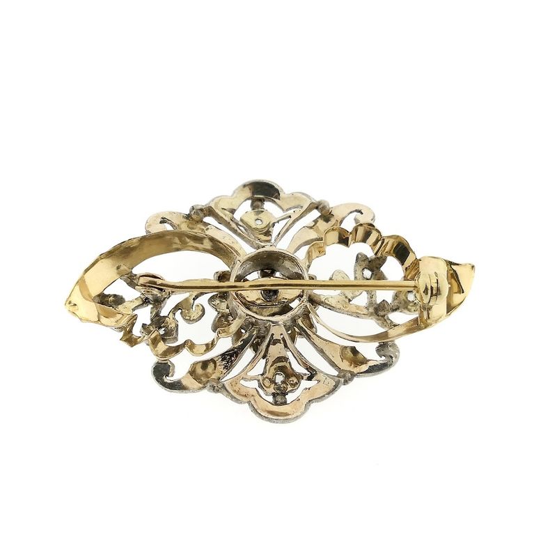 Image 3 of Antique gold brooch with pearl and diamonds