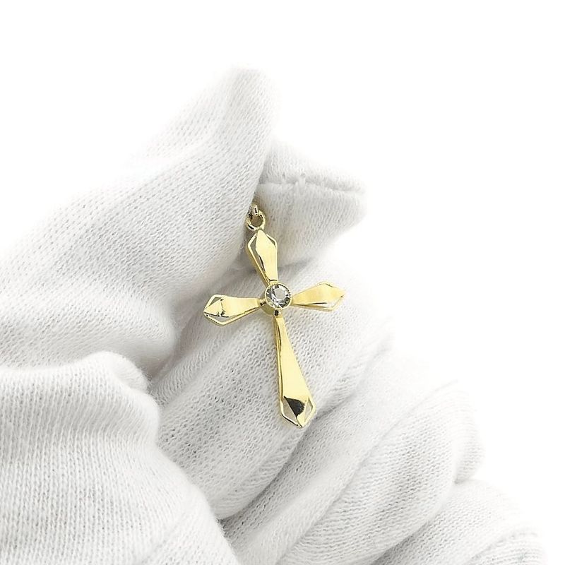 Image 8 of Gold cross pendant with zirconia