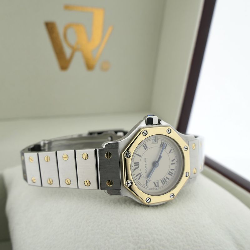 Image 7 of Cartier Santos Octagon 187903; Women's watch in 18k gold and steel