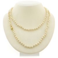 Vintage pearl necklace with gold clasp | 88 cm