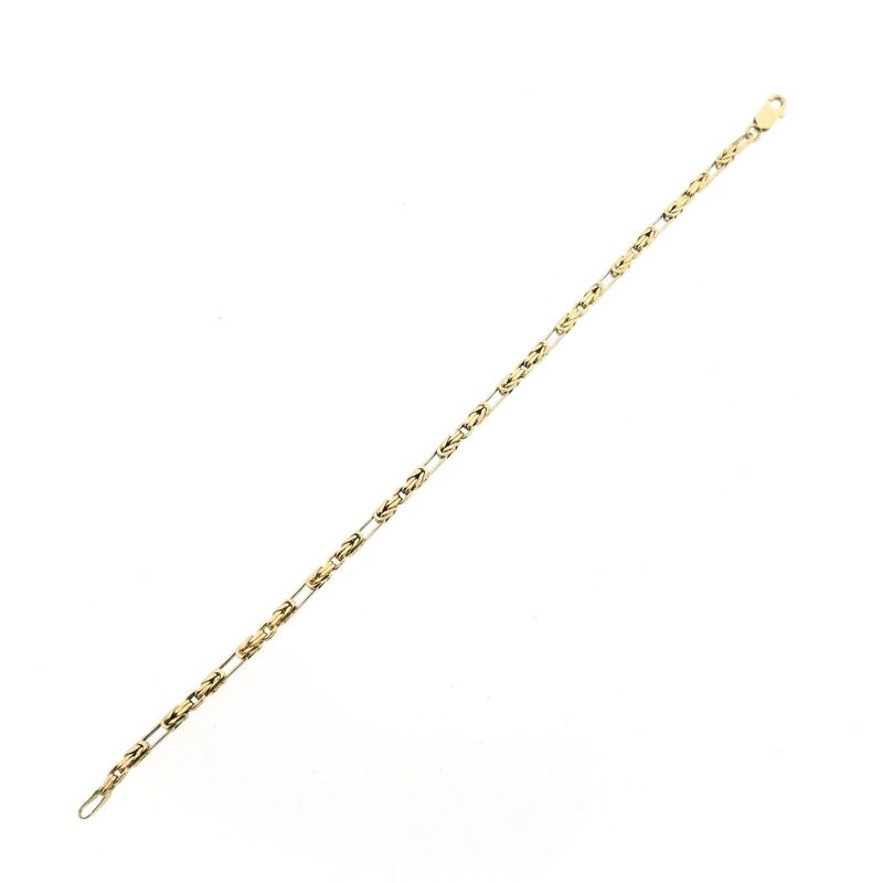 Afbeelding 7 van Bicolor gouden koningsschakel armband | 18 cm 
