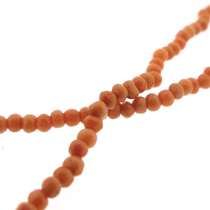 Image 6 of Blood coral necklace/saucer with gold clasp; Antique | 83 cm