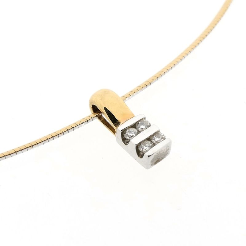 Image 6 of Bicolor Gold Omega Link Necklace with Pendant; Dancangelo
