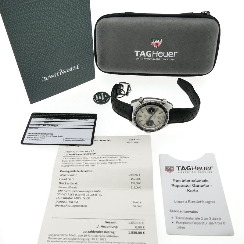 Image 14 of Heuer Autavia 1163 'Jo Siffert'; Vintage chronograph men's watch