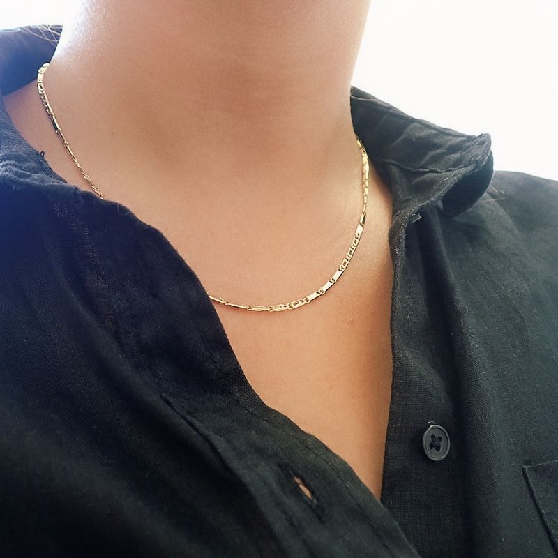 Image 2 of Golden Figaro variation link chain | 45 cm