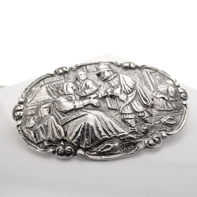 Image 2 of Silver brooch with scene