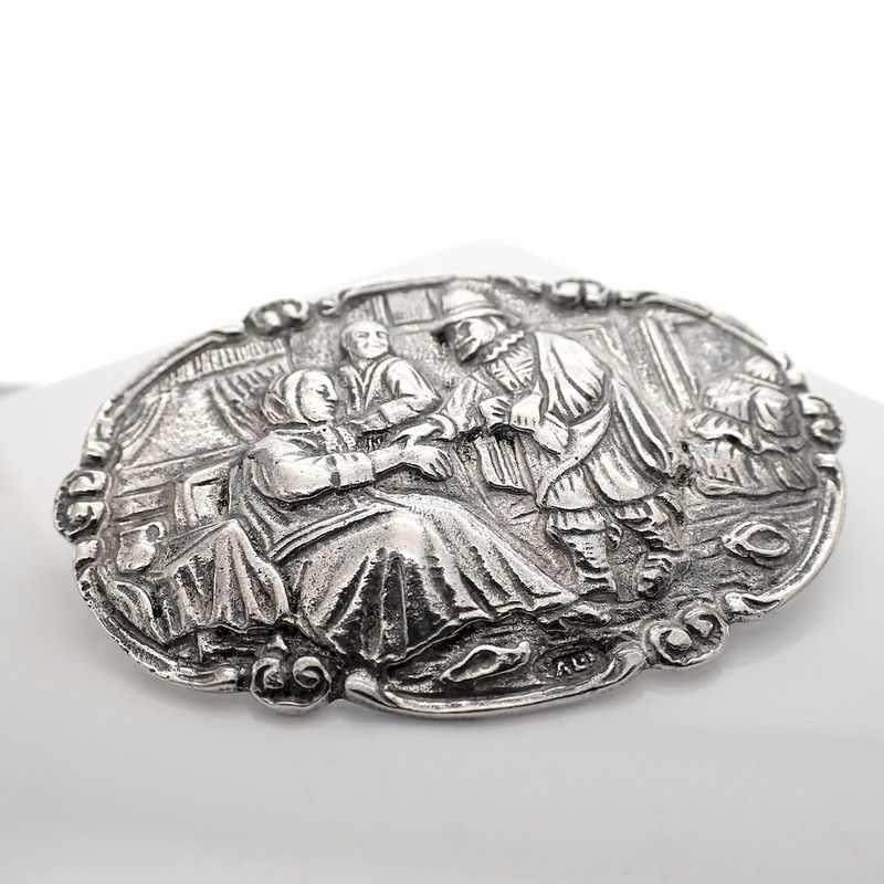 Image 2 of Silver brooch with scene