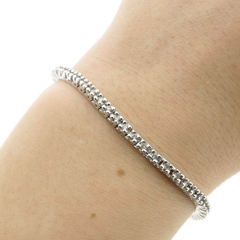 Image 8 of White gold tennis bracelet with diamond; 1.00 ct.