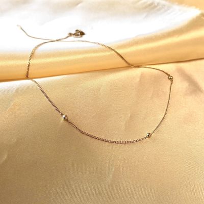 Image 2 of Gold link chain with beads | 40.5 cm