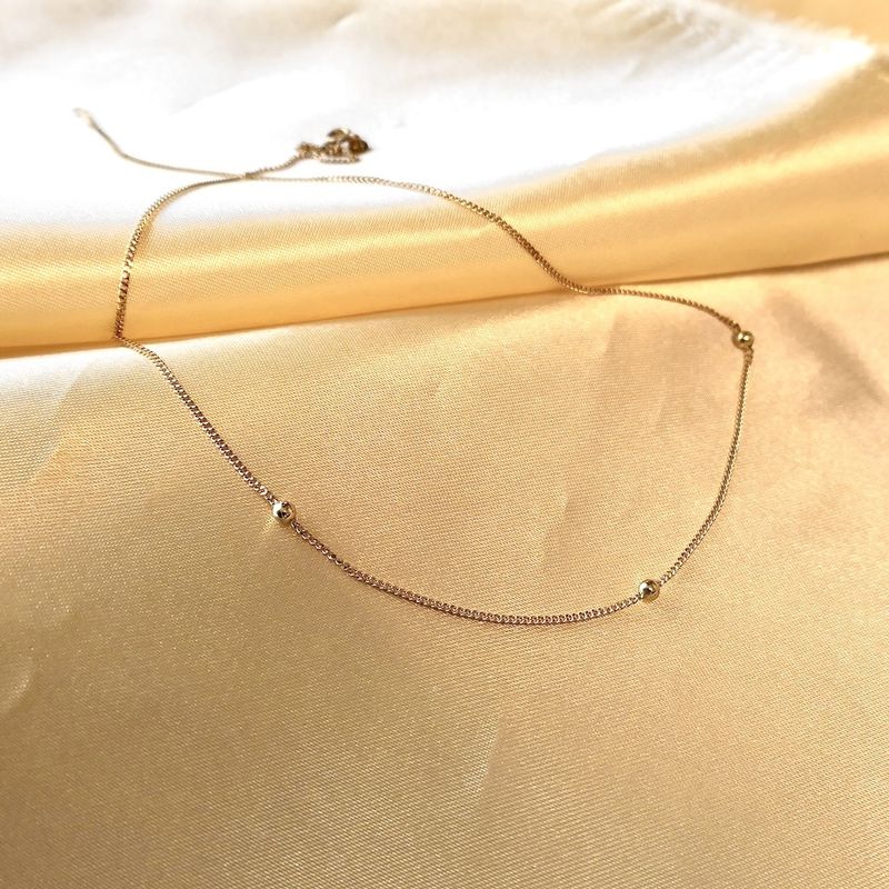 Image 2 of Gold link chain with beads | 40.5 cm