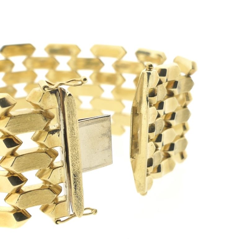 Image 7 of Gold wide Bismarck link bracelet