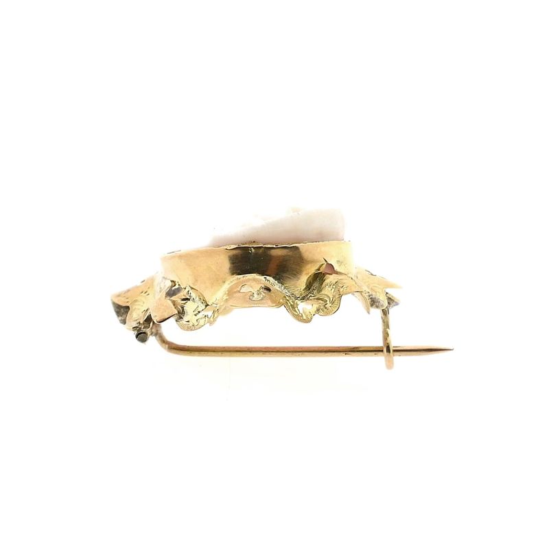 Afbeelding 9 van Antiek gouden broche met roze camee