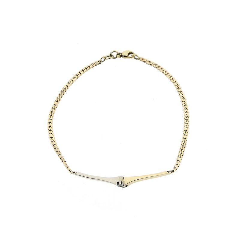 Image 3 of Two-tone gold women's bracelet with zirconia | 17.5 cm