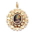 Image 1 of Vintage two-tone gold pendant with enamel portrait