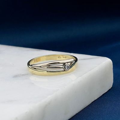 Image 2 of Bicolor Gold Ring; 0.03 ct. Diamond; 14 Karat; Size 17.25