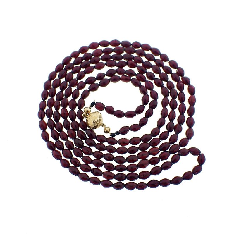 Image 8 of Antique glass bead necklace/sautoir with gold clasp