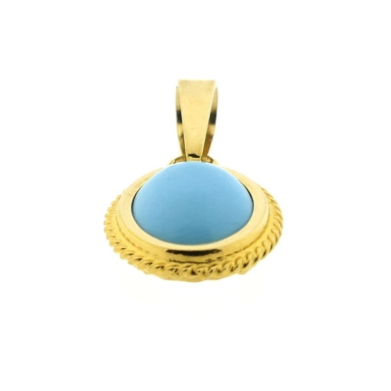 Image 3 of Vintage gold pendant with turquoise