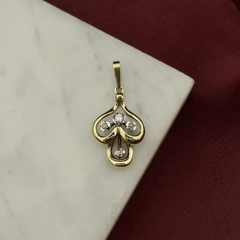 Image 2 of Vintage gold pendant with diamonds; 0.06 ct.