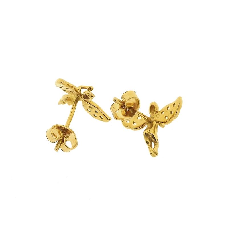 Image 6 of 21 carat gold angel stud earrings with zirconia
