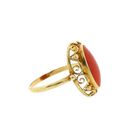 Image 5 of Vintage Gold Ring with Blood Coral; 14 Karat; Size 19