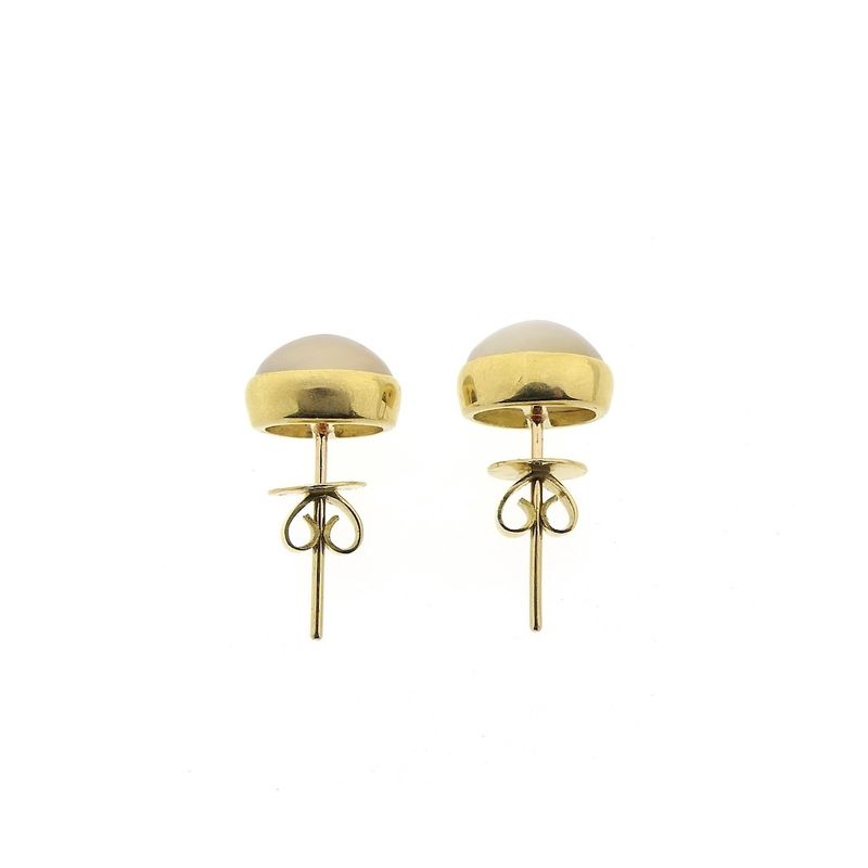 Image 5 of Gold stud earrings with moonstone