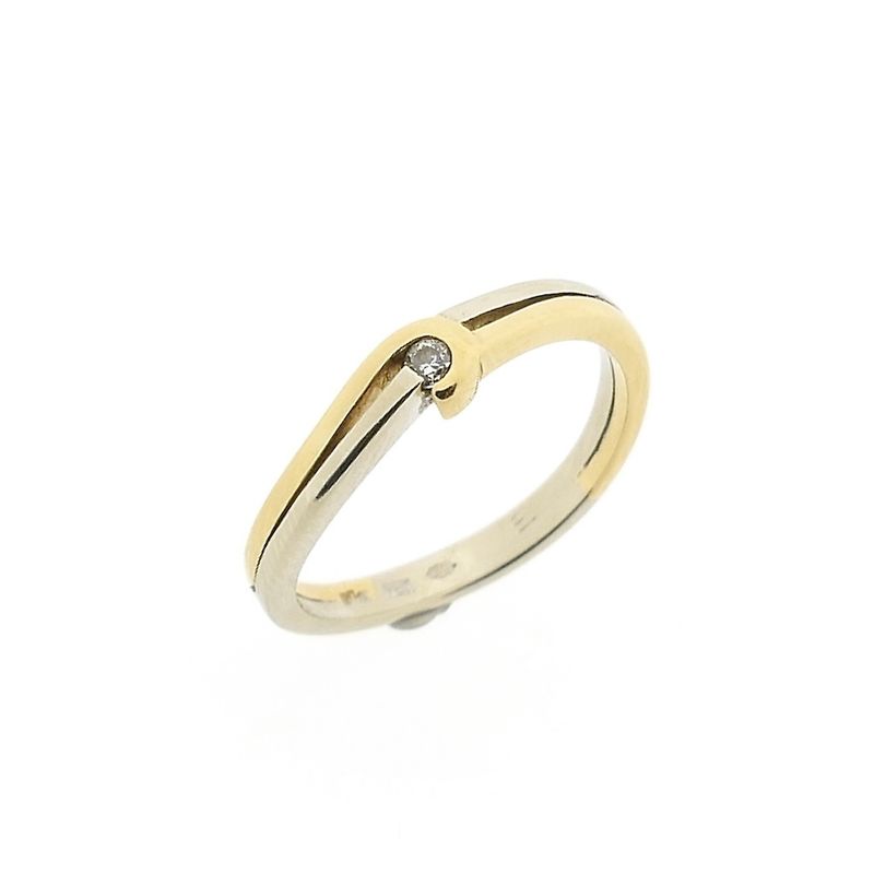 Image 1 of Two-tone gold solitaire ring with diamond; 0.025 ct.
