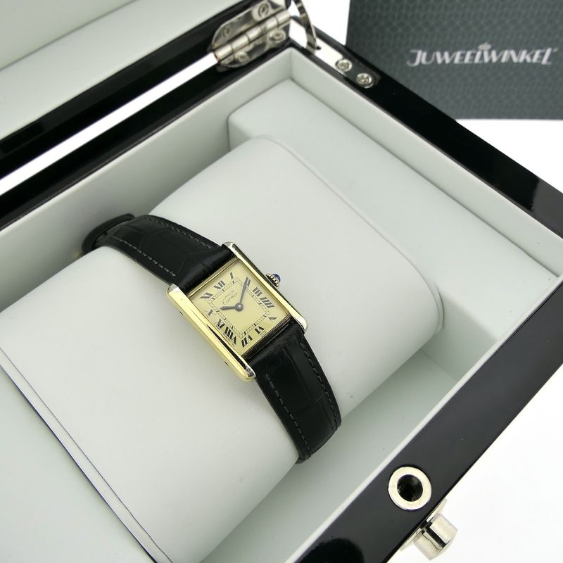 Image 13 of Cartier Tank Vermeil 3 096505; Vintage mechanisch dames horloge