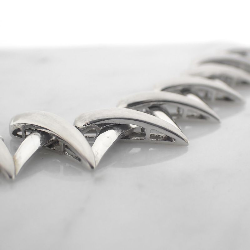 Image 7 of White gold matted fantasy link necklace