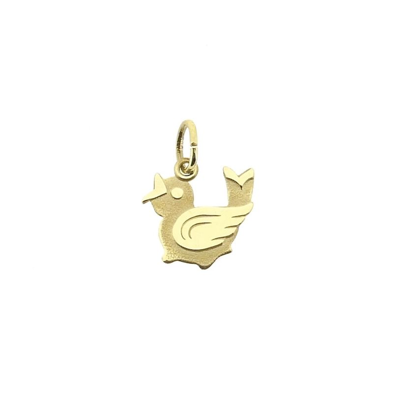 Image 1 of Gold pendant of a chirping bird