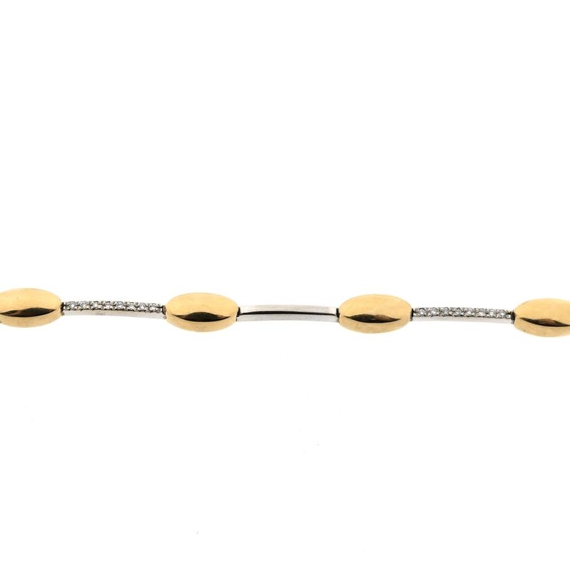 Image 3 of Bicolor gold bracelet set with diamonds; 0.16 ct.