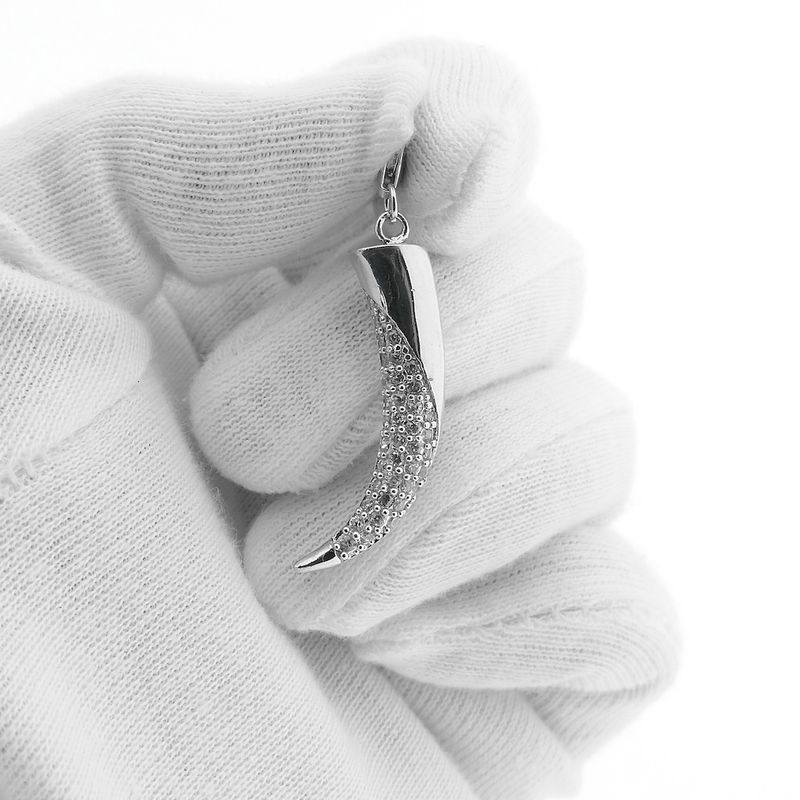 Image 7 of Silver pendant of a tusk with zirconia