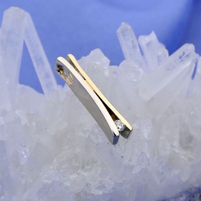 Image 2 of Bicolor Gold Minimalist Pendant with Diamond