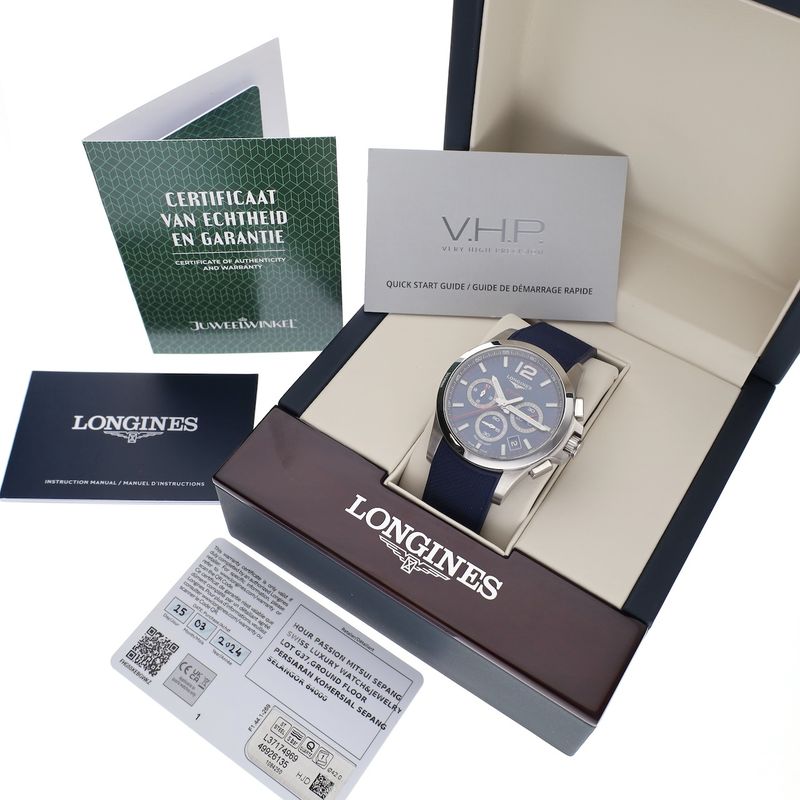 Image 14 of Longines V.H.P. Chronograph L3.717.4.96.9; Very high precision men's watch