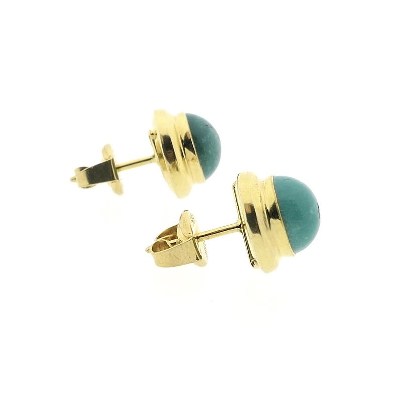 Image 10 of Gold stud earrings with turquoise