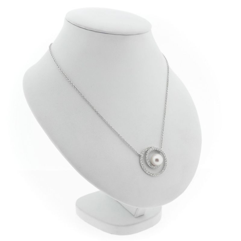 Image 3 of White gold necklace with Tahitian pearl and diamonds; 0.80 ct.