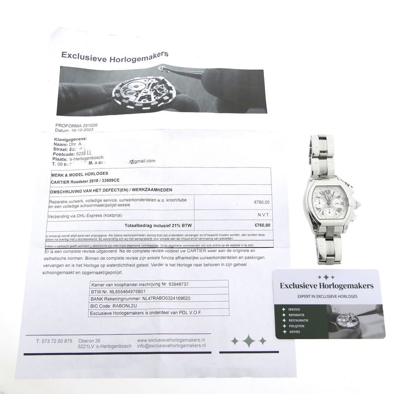 Image 20 of Cartier Roadster XL Chronograph 2618; Automatic men's watch