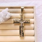 Image 2 of Two-tone gold pendant of a large cross with corpus INRI.