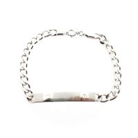 Silver gourmet link bracelet with engraving plate