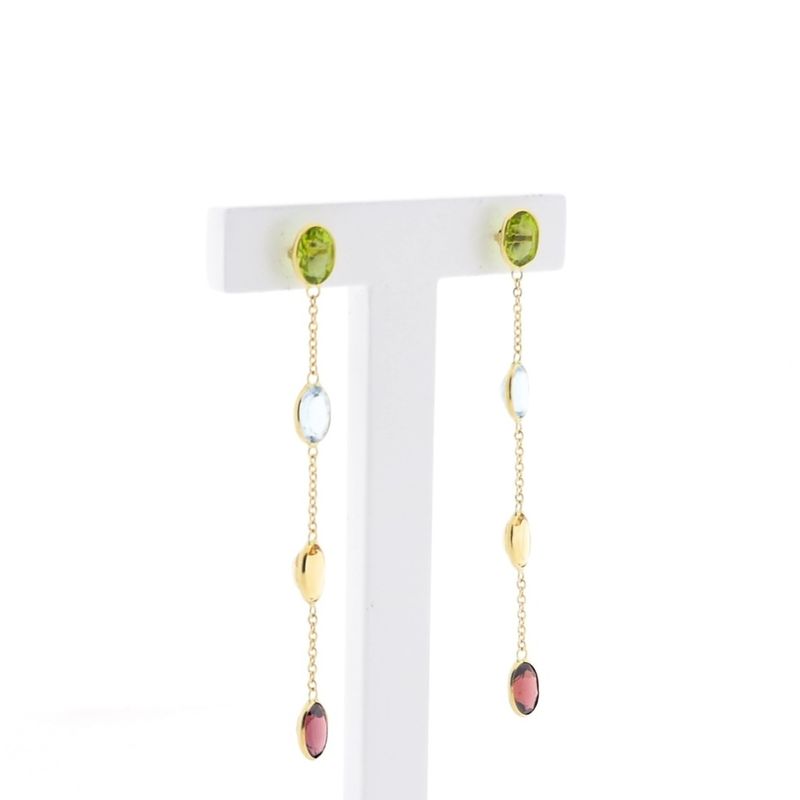 Image 5 of 18K gold stud earrings set with a mix of gemstones
