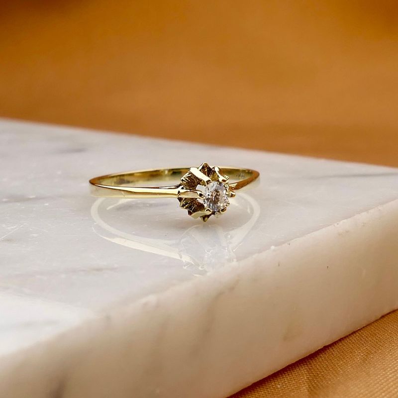 Image 2 of Gold solitaire ring with zirconia